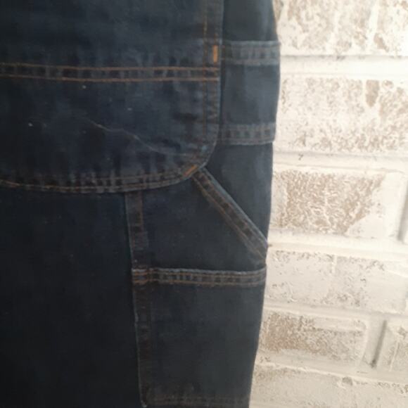 Carharrt Denim Bib Overalls Women sz12/32 Dark Wash - Picture 9 of 11